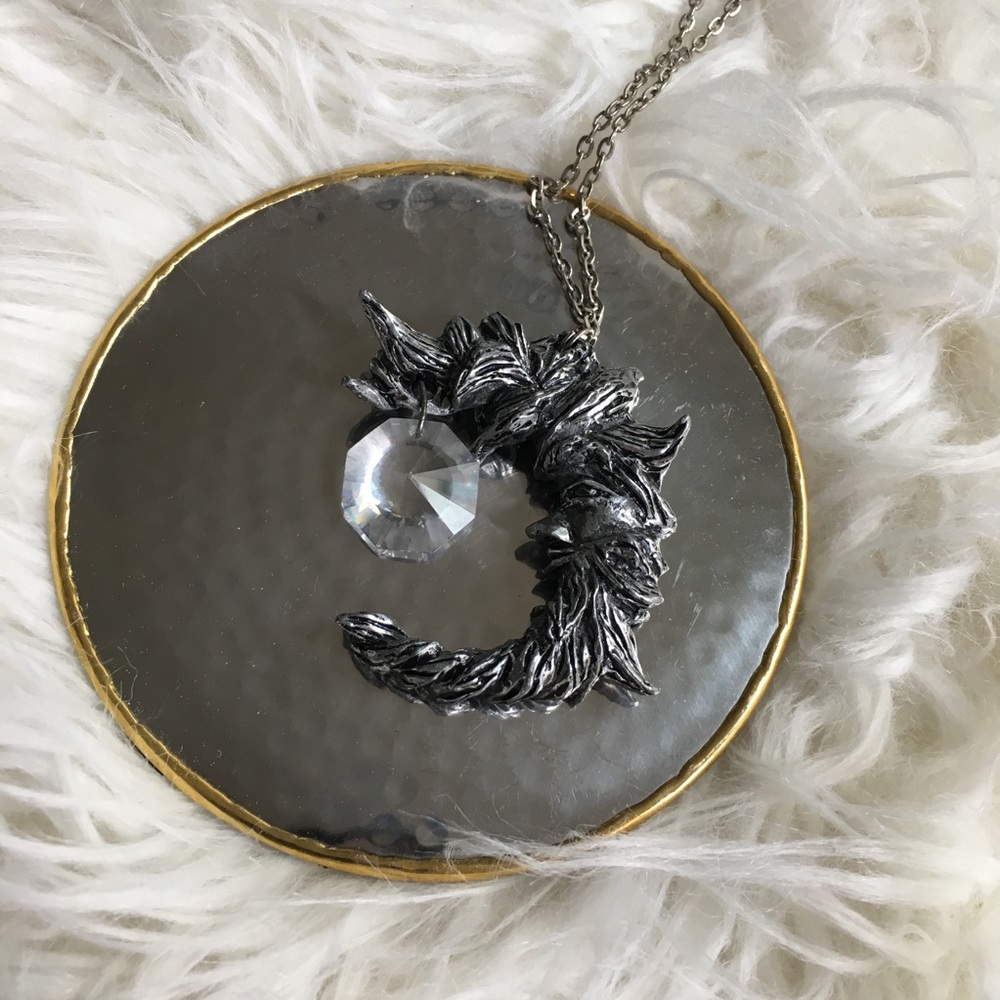 Silver Forest Moon Crystal Necklace